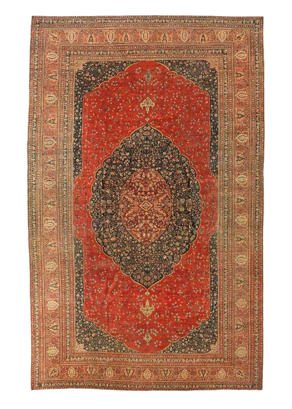 Persian Rug Tabriz Handmade Area Traditional Antique 17'10"x27'10" (18x28) Red Blue Haji Jalili Floral Design #A30963