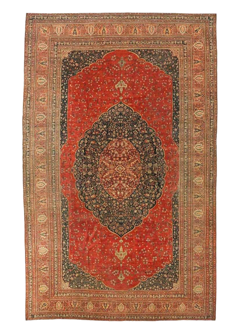 Persian Rug Tabriz Handmade Area Traditional Antique 17'10"x27'10" (18x28) Red Blue Haji Jalili Floral Design #A30963