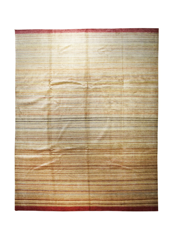 Oriental Rug Pakistani Handmade Area Transitional 9'11"x13'0" (10x13) Multi-color Yellow/Gold Gabbeh Stripes Design #A30968
