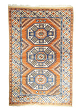 Oriental Rug Turkish Handmade Area Tribal 6'3"x9'6" (6x10) Red Blue Geometric Design #A30983