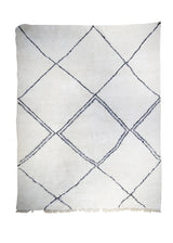 Oriental Rug Moroccan Handmade Area Tribal Shag 7'6"x10'1" (8x10) Whites/Beige Black Benie Ourain Geometric Shag Design #A30986