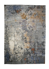 A30991 Oriental Rug Indian Handmade Area Modern 7'8'' x 9'9'' -8x10- Gray Blue Orange Splatter Abstract Design