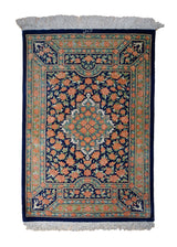 Persian Rug Qum Handmade Area Traditional 1'9"x2'9" (2x3) Blue Pink Floral Design #A31024