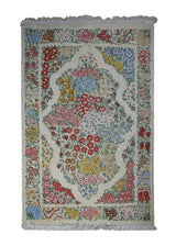 Persian Rug Qum Handmade Area Traditional 1'9"x2'9" (2x3) Whites/Beige Floral Design #A31025