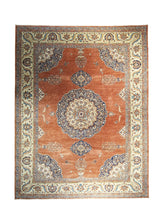 Oriental Rug Pakistani Handmade Area Transitional Tribal 9'1"x11'8" (9x12) Red Whites/Beige Blue Ariana Open Design #A31032