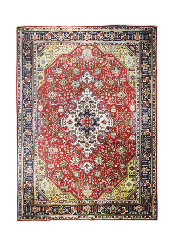 Persian Rug Tabriz Handmade Area Traditional 8'5"x11'7" (8x12) Red Yellow/Gold Floral Design #A31080