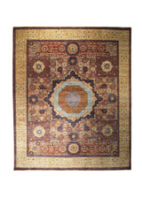 Oriental Rug Pakistani Handmade Area Transitional Tribal 8'1"x9'10" (8x10) Red Yellow/Gold Faryab Mamluk Geometric Design #A31105