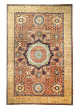 Oriental Rug Pakistani Handmade Area Transitional Tribal 5'10"x9'1" (6x9) Red Yellow/Gold Faryab Mamluk Geometric Design #A31107