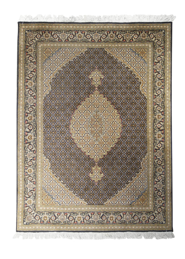 Persian Rug Tabriz Handmade Area Traditional 5'0"x6'8" (5x7) Blue Yellow/Gold Mahi Fish Design #A31155