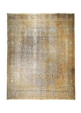 Persian Rug Tabriz Handmade Area Transitional Vintage 9'4"x12'1" (9x12) Brown Overdyed Floral Design #A31180