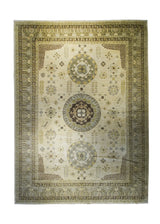 A31253 Oriental Rug Pakistani Handmade Area Transitional 10'1'' x 13'10'' -10x14- Whites Beige Green Antique Washed Khotan Geometric Design
