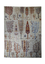 A31282 Oriental Rug Pakistani Handmade Area Transitional Tribal 5'0'' x 6'9'' -5x7- Whites Beige Multi-color Lori Tree of Life Animals Design