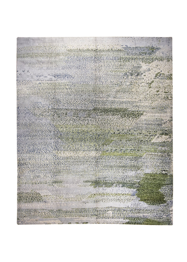 Oriental Rug Pakistani Handmade Area Transitional 8'3"x10'1" (8x10) Green Gray Geometric Gabbeh Design #A31285