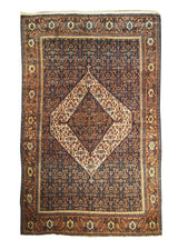 Persian Rug Senneh Handmade Area Tribal Antique 4'4"x6'10" (4x7) Blue Red Geometric Design #A31302