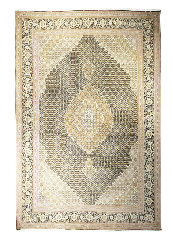 Persian Rug Tabriz Handmade Area Traditional 6'9"x10'0" (7x10) Blue Whites/Beige Mahi Fish Design #A31307