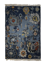 A31349 Oriental Rug Indian Handmade Area Transitional 2'0'' x 3'0'' -2x3- Blue Floral Oushak Design