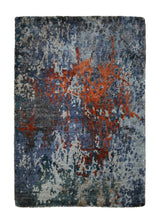 Oriental Rug Indian Handmade Area Modern 2'0"x3'0" (2x3) Blue Red Splatter Abstract Design #A31355