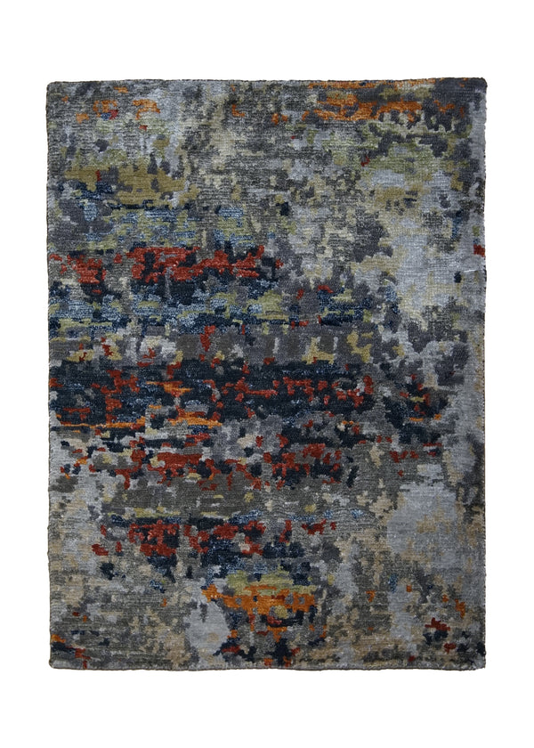 Oriental Rug Indian Handmade Area Modern 2'0"x3'0" (2x3) Orange Whites/Beige Red Splatter Abstract Design #A31362