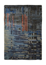 Oriental Rug Indian Handmade Area Modern 2'0"x3'0" (2x3) Multi-color Blue Splatter Abstract Design #A31364