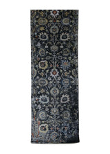 A31406 Oriental Rug Indian Handmade Runner Transitional 2'5'' x 9'6'' -2x10- Gray Geometric Oushak Erased Abstract Design