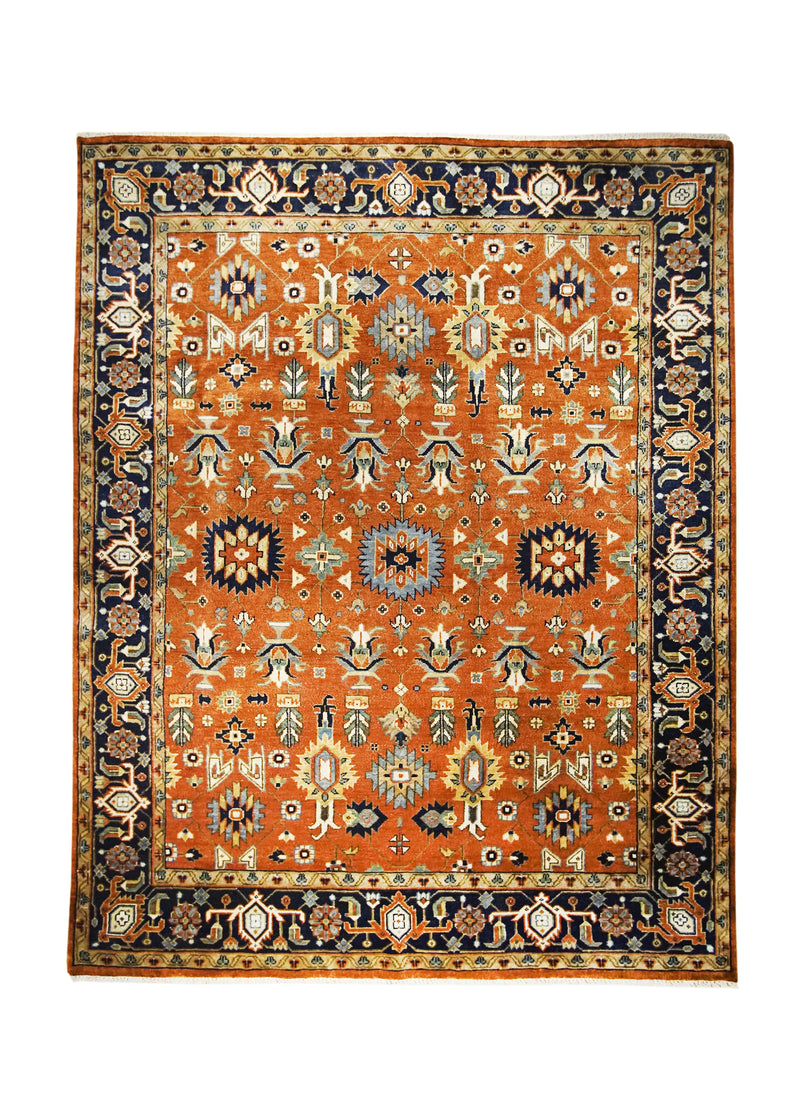 Oriental Rug Indian Handmade Area Transitional Tribal 7'11"x10'1" (8x10) Red Geometric Design #A31407