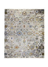 A31413 Oriental Rug Indian Handmade Area Transitional 7'11'' x 9'9'' -8x10- Whites Beige Yellow Gold Gray Geometric Oushak Design