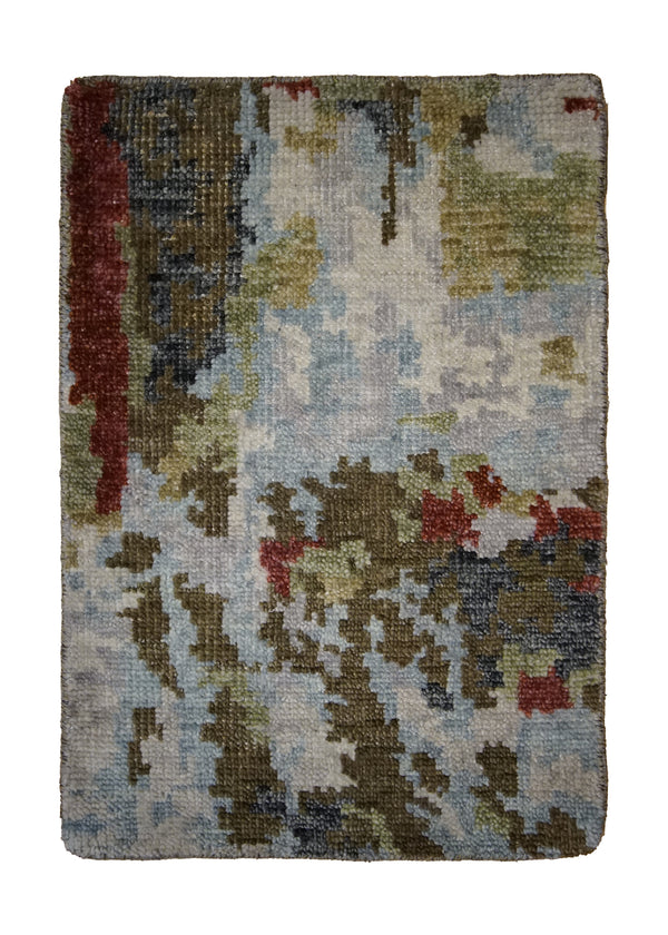 Oriental Rug Indian Handmade Area Modern 2'0"x3'0" (2x3) Multi-color Brown Splatter Abstract Design #A31454