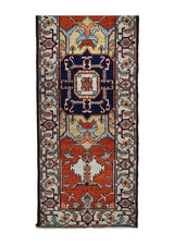 A31459 Oriental Rug Pakistani Handmade Runner Transitional Tribal 2'3'' x 6'8'' -2x7- Red Whites Beige Serapi Geometric Design