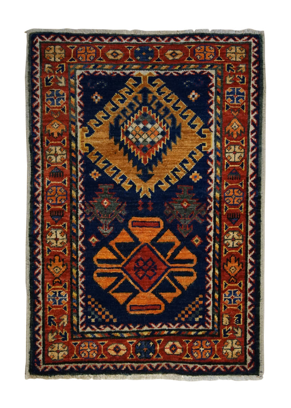 Oriental Rug Pakistani Handmade Area Transitional Tribal 2'3"x3'0" (2x3) Blue Red Baloch Geometric Design #A31472