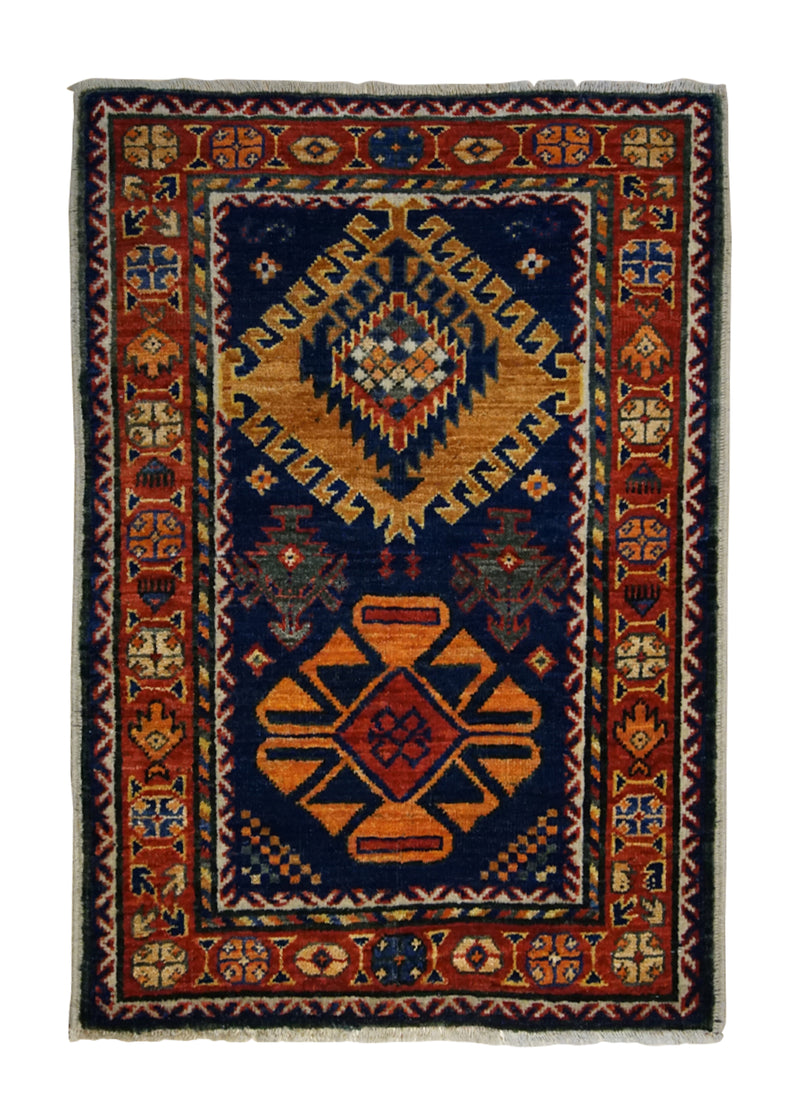 Oriental Rug Pakistani Handmade Area Transitional Tribal 2'3"x3'0" (2x3) Blue Red Baloch Geometric Design #A31472