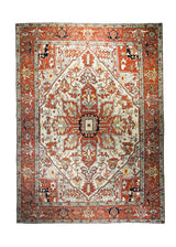 A31494 Oriental Rug Pakistani Handmade Area Transitional Tribal 9'2'' x 12'3'' -9x12- Red Serapi Geometric Design