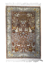 Oriental Rug Chinese Handmade Area Traditional 4'1"x6'0" (4x6) Red Tree of Life Animals Design #A31520