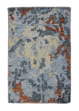 Oriental Rug Indian Handmade Area Modern 2'0"x3'0" (2x3) Blue Splatter Abstract Design #A31536
