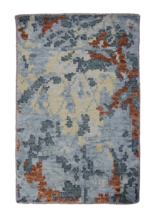 Oriental Rug Indian Handmade Area Modern 2'0"x3'0" (2x3) Blue Splatter Abstract Design #A31536