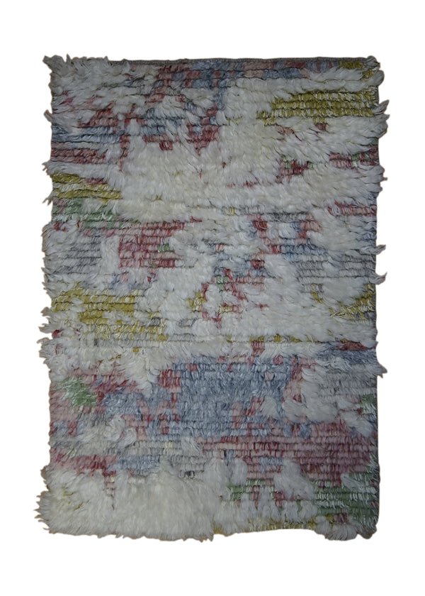 Oriental Rug Indian Handmade Area Modern 2'0"x3'0" (2x3) Multi-color Whites/Beige Abstract Design #A31558