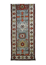 A31569 Oriental Rug Pakistani Handmade Runner Transitional Tribal 2'2'' x 7'9'' -2x8- Blue Whites Beige Red Serapi Geometric Design