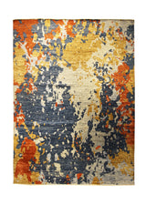 Oriental Rug Indian Handmade Area Modern 8'10"x12'1" (9x12) Multi-color Blue Yellow/Gold Splatter Abstract Design #A31616
