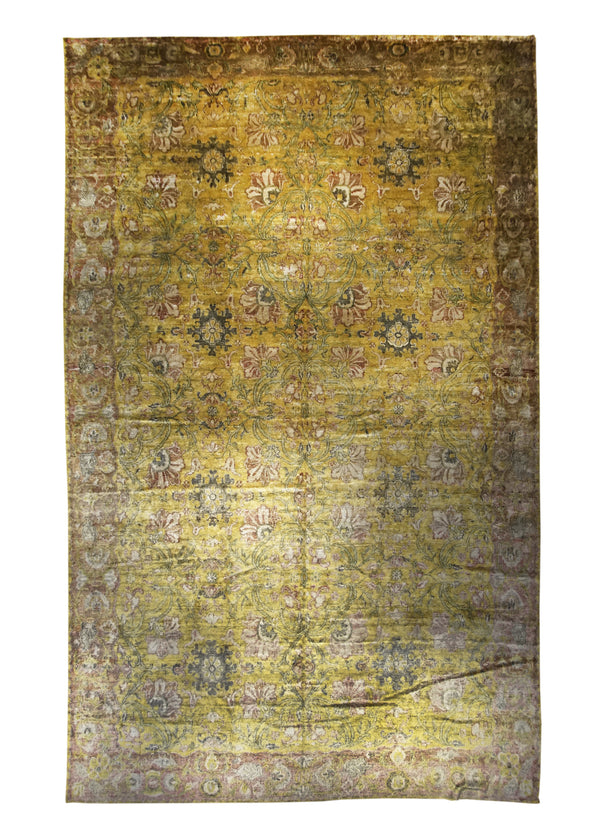 Oriental Rug Indian Handmade Area Traditional 12'8"x20'7" (13x21) Yellow/Gold Floral Design #A31625