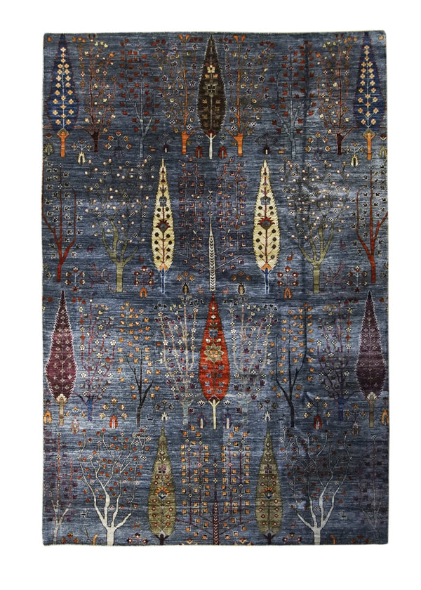 Oriental Rug Pakistani Handmade Area Transitional Tribal 5'9"x8'8" (6x9) Blue Lori Tree of Life Gabbeh Design #A31639