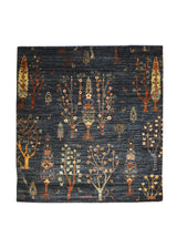 A31663 Oriental Rug Pakistani Handmade Square Transitional Tribal 3'11'' x 4'2'' -4x4- Gray Blue Lori Tree of Life Gabbeh Design