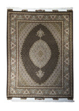 A31669 Persian Rug Tabriz Handmade Area Traditional 5'0'' x 6'7'' -5x7- Blue Whites Beige Mahi Fish Design