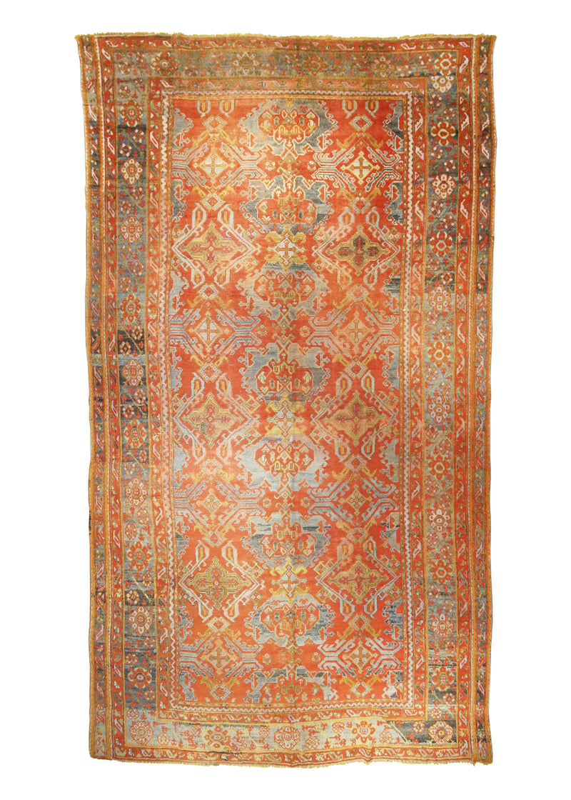 Oriental Rug Turkish Handmade Area Tribal Antique 9'11"x18'10" (10x19) Red Blue Oushak Geometric Design #A31672