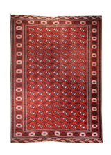 Persian Rug Turkmen Handmade Area Tribal 8'8"x12'6" (9x13) Red Geometric Elephant Foot Bokhara Design #A31688