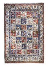 Persian Rug Bakhtiari Handmade Area Tribal 6'11"x10'7" (7x11) Multi-color Whites/Beige Blue Garden Design #A31689