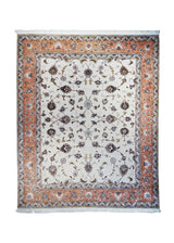 Persian Rug Tabriz Handmade Area Traditional 6'8"x8'5" (7x8) Whites/Beige Pink Naghsh Floral Design #A31692