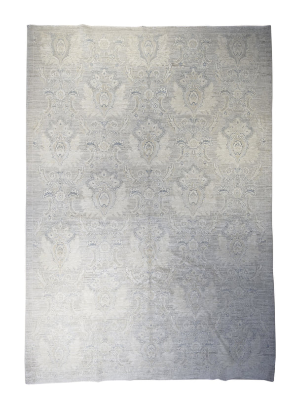 Oriental Rug Pakistani Handmade Area Transitional Neutral 6'0"x9'0" (6x9) Whites/Beige Gray Silver Wash Oushak Floral Design #A31696