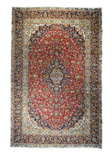 Persian Rug Kashan Handmade Area Traditional 7'8"x11'9" (8x12) Red Blue Toranj Mehrab Floral Design #A31719