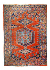 Persian Rug Viss Handmade Area Tribal 7'5"x10'9" (7x11) Red Blue Geometric Design #A31737