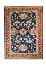 A31738 Oriental Rug Pakistani Handmade Area Transitional Tribal 5'2'' x 7'0'' -5x7- Blue Red Serapi Geometric Design