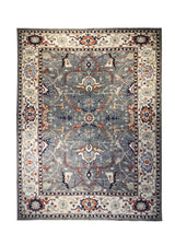 A31742 Oriental Rug Pakistani Handmade Area Transitional Tribal 9'1'' x 11'11'' -9x12- Gray Whites Beige Serapi Geometric Design